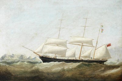 Un bergantín entrando en Table Bay con un vendaval del sureste de Circle of Samuel Walters